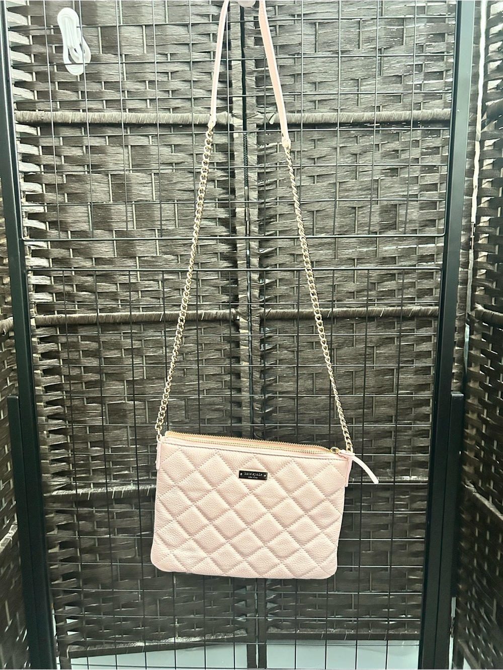 kate spade Gold Coast Ginny Quilted ballet Pink Crossbody Bag with Chain Strap